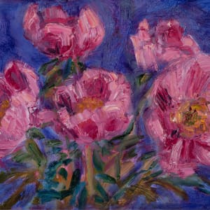 5 Peonies Purple Background by Frances Knight