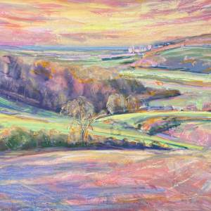 Pink Sunset Arun Valley by Frances Knight