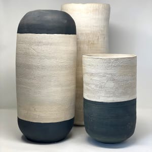 Untitled (three black and white vessels) by Anne Traver