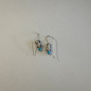 Un-dyed Turquoise Distressed Tube Earrings by Denise Barr