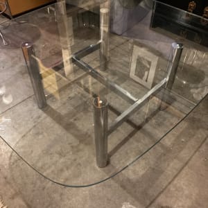 Chrome base glass coffee table 