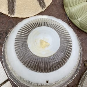 1940's ceiling fixture ~  white frosted pattern 