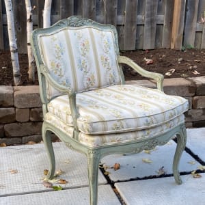 Carved painted French chair 