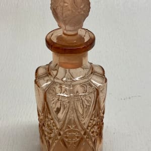 Art Deco pink pressed glass perfume bottle by Perfume 