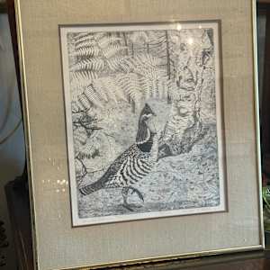 Framed Grouse etching "Woodland Prince" by Walter Bohl, Image 1.