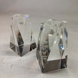 Oleg Cassini cut glass candle sticks 