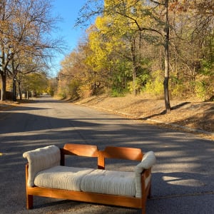 Danish teak love seat 