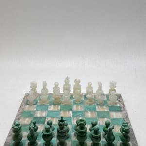 White and Green onyx hand carved chess set 