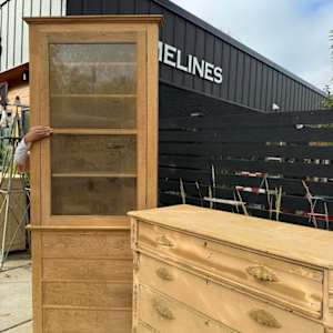 Tall primitive corner cabinet 