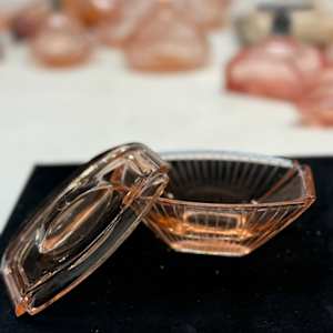 Art Deco pink perfume powder dish 