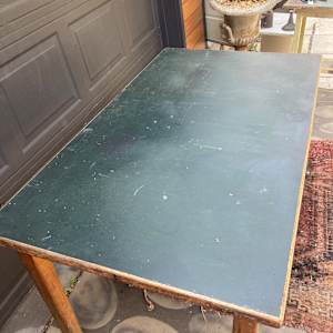 vintage oak library table with 2 drawers 