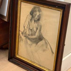 Framed nude female drawing 
