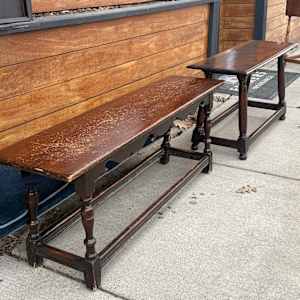 Antique walnut bench, Image 2.