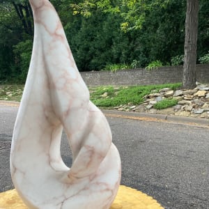 original Modern pink marble stone sculpture 