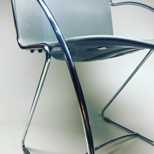 Set of 3 Steelcase chrome stacking chairs 