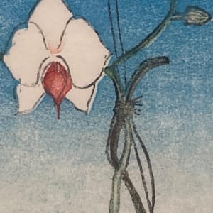 Original woodblock of an orchid 
