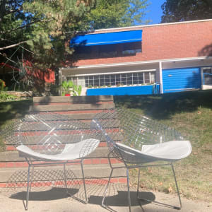 Pair of Bertoia style diamond chairs 