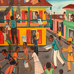 original Haitian street scene by Eugene Jean 