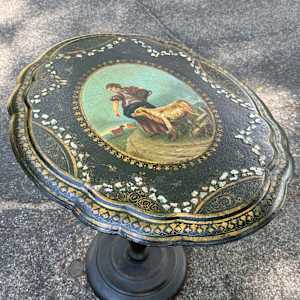 mid 19th century flip top painted table, Image 4.