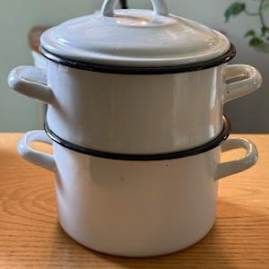 White enamel double boiler, Image 2.