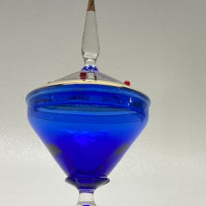 Cobalt Bohemian glass covered powdered dish 