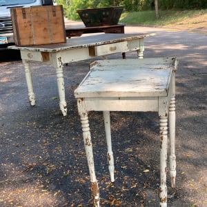 Small white flip top primitive writing table 