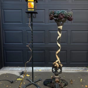 Arts n Crafts stained glass floor lamp lantern 