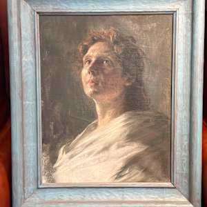 Original oil painting of woman in drape by Julius Rehder, Image 2.