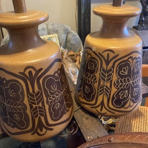 Pair of mid century modern pottery lamps 