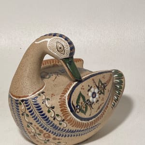 Mexican pottery Large multi colored swan 