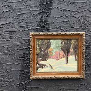 Carl G. T. Olson original painting on canvas winter scene #155 