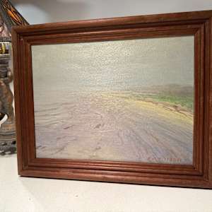 framed Carl G. T. Olson  original painting on board foggy landscape #103