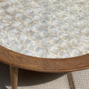 Mid century modern abalone round coffee table 