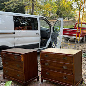 Pair of Campaign 3 drawer chests 
