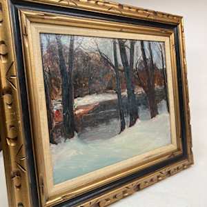 Carl G. T. Olson  original painting on board winter landscape #98 