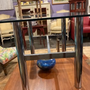 Chrome base glass top side table 