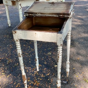 Small white flip top primitive writing table 