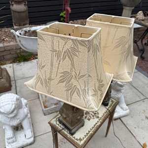 pair of Asian style brass table lamps 