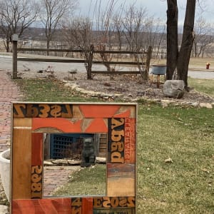 vintage art woodblock  mirror, Image 2.