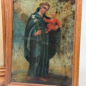 RETABLO of Saint Anthony on tin Circa 19th century 