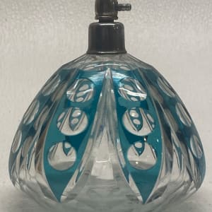 turquoise cut to clear perfume bottle 