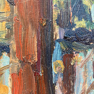 Carl G.T. Olson original painting on board vertical trees #3 
