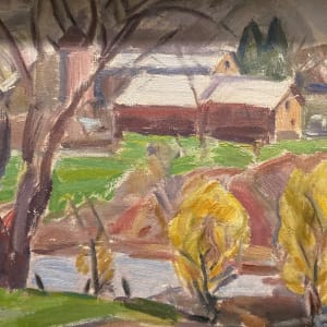 Framed original farm scene painting 