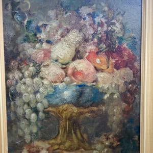 Original framed still life floral oil painting on board 