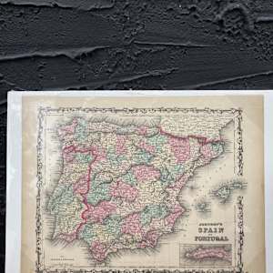 SHRINKWRAPPED early 1838 map of Spain and Portugal 