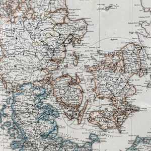 SHRINKWRAPPED early 1874 map of Denmark 