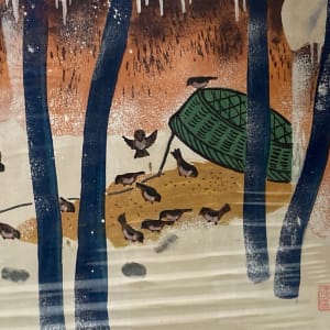 Japanese snow scene watercolor 