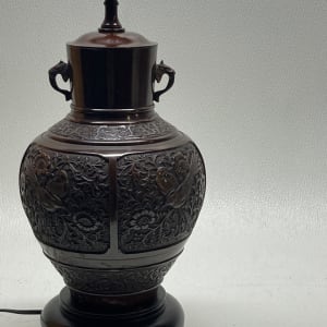 Carved Bronze Asian lamp 