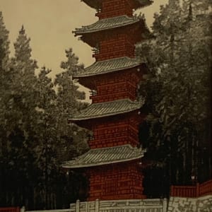 Pagoda of Nikko Toshogu Shrine Eiichi Kotozuka woodblock 