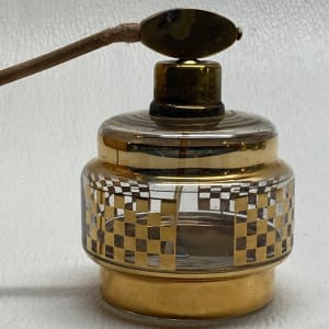 Art Deco gold painted checker board patten Perfume bottle 